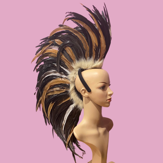 Black-Natural Feathered Mohawk