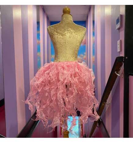 Light Pink Crystal Organza Bustle Seaweed Skirt