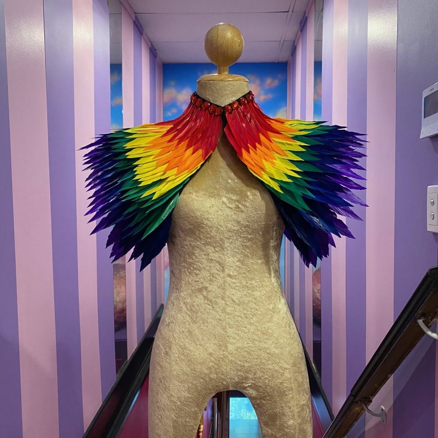 Rainbow Cropped Feather Jacket