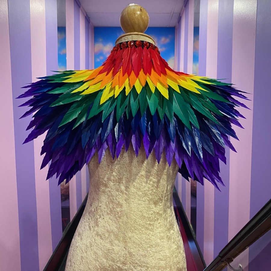 Rainbow Cropped Feather Jacket