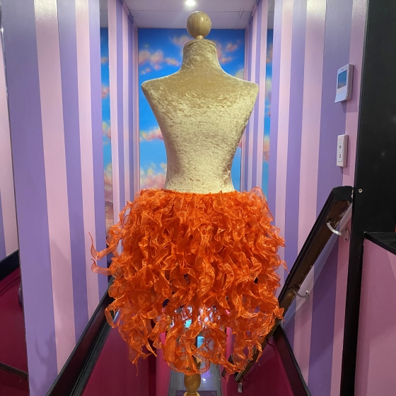 Orange Organza Bustle Seaweed Skirt