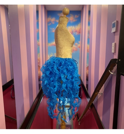 Aqua Blue Organza Bustle Seaweed Skirt