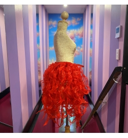 Red Crystal Organza Bustle Seaweed Skirt