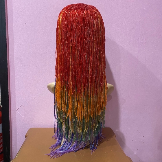 Betty Rainbow Bugle Bead Wig