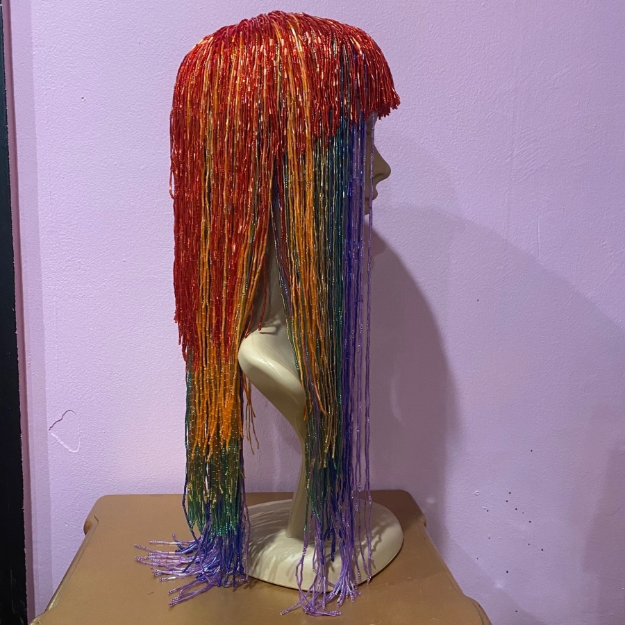 Betty Rainbow Bugle Bead Wig