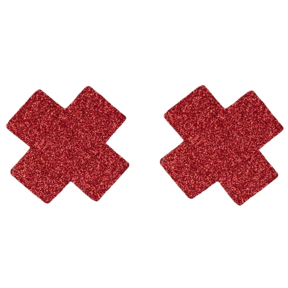 Red Glitter Fabric Cross Pasties