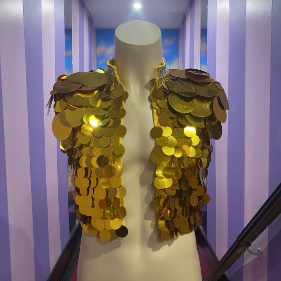 Gold on Gold Coin Sequin Sleeveless Bolero Jacket