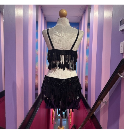 Black Teardrop Sequin Skirt