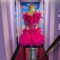 Hot Pink Simone Sequin Feather Flower leotard and Skirt Set