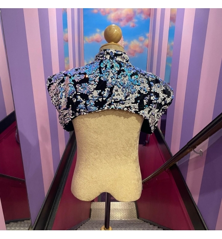 Black-Blue-White Sequin Shrug