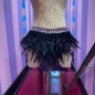 Black Soft Feather Skirt with Clear Stone Trim