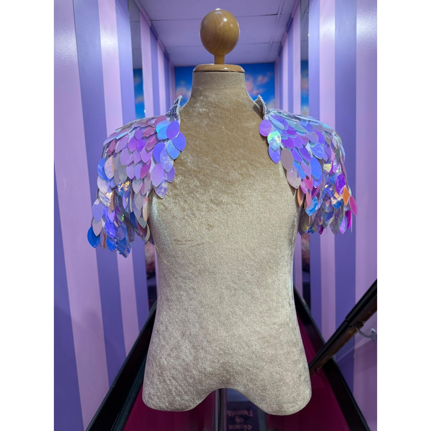 Iridescent Leaf Sequin Cropped Jacket with Bell Sleeve