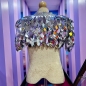 Silver Leaf Sequin Cropped Jacket with Bell Sleeve