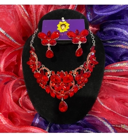 Red Crystal Diamante Jewellery Set-5