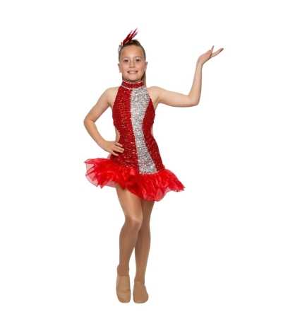 Red-Silver "I Go To Rio" Child Jazz/Tap Dance Costume