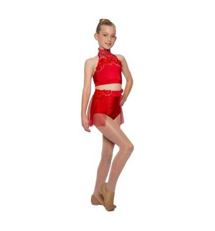 Red "Connie" Child Lyrical/Contemporary Dance Costume Set