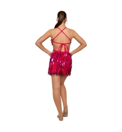 Hot Pink Mini Block Sequin S-Hem Dress