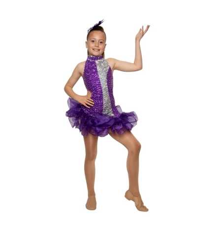 Purple-Silver "I Go To Rio" Child Jazz/Tap Dance Costume