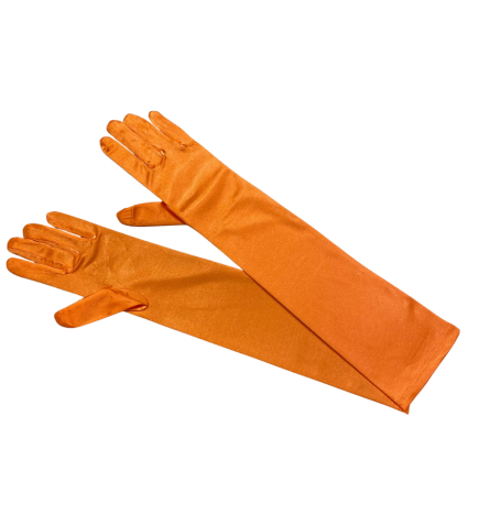 Orange Medium Length Satin Gloves