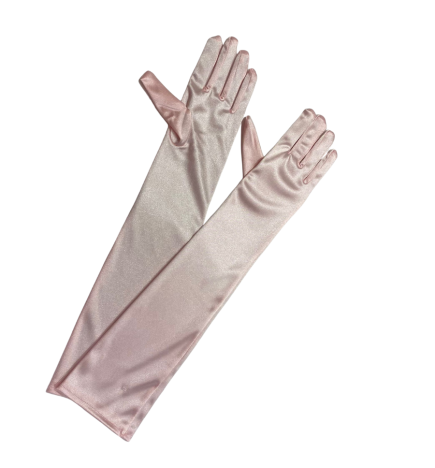 Light Pink Medium Length Satin Gloves