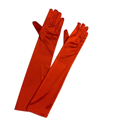 Red Medium Length Satin Gloves