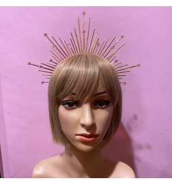 Gold Galactica Spike Metal Headband with Crystals