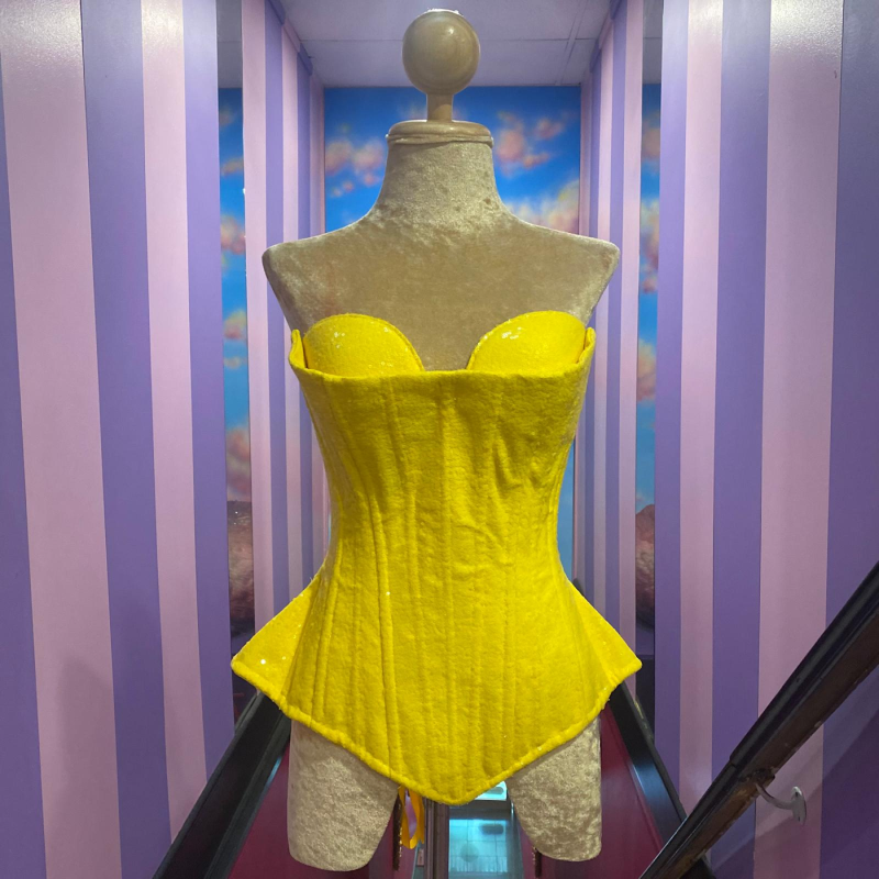 Neon Yellow Candy Sequin Corset
