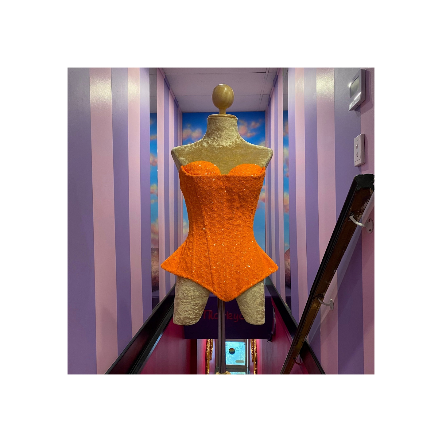 Neon Orange Candy Sequin Corset