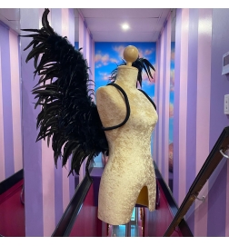 Black Medium Feathered Angel Wings