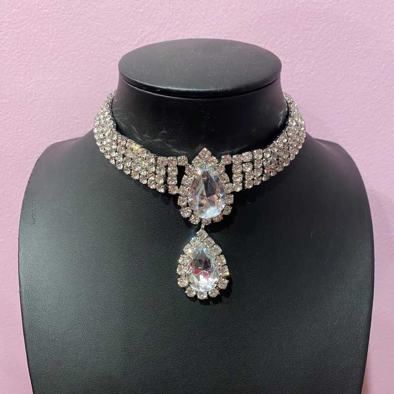 Clear Diamante Necklace with Drop Pendant Clear Diamante Necklace with Drop Pendant