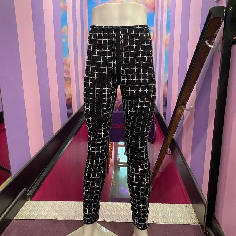 Black-Silver Checkered Stretch Diamante Tights Black-Silver Checkered Stretch Diamante Tights