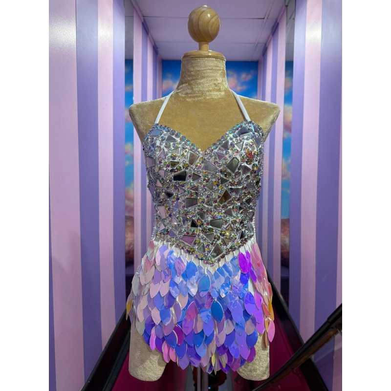 Silver-Holographic Zoe Rhinestone Sequin Bodysuit Silver-Holographic Zoe Rhinestone Sequin Bodysuit