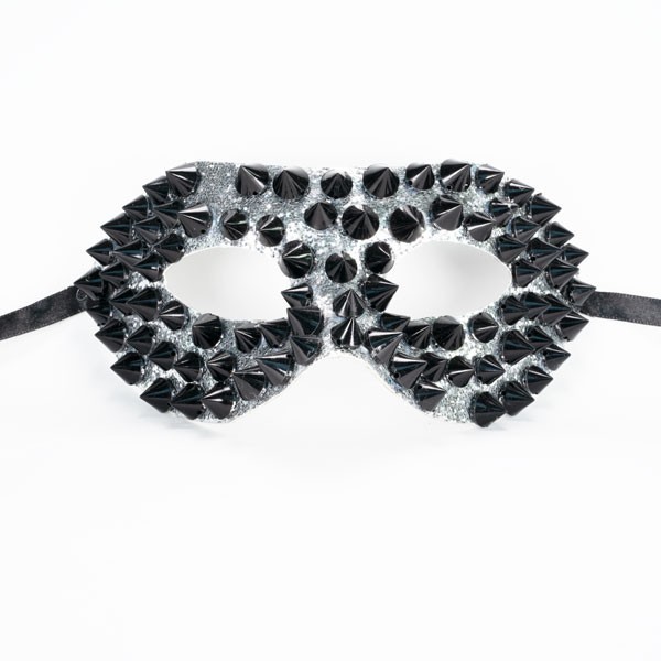 Studded Mask Silver Glitter with Black Stud