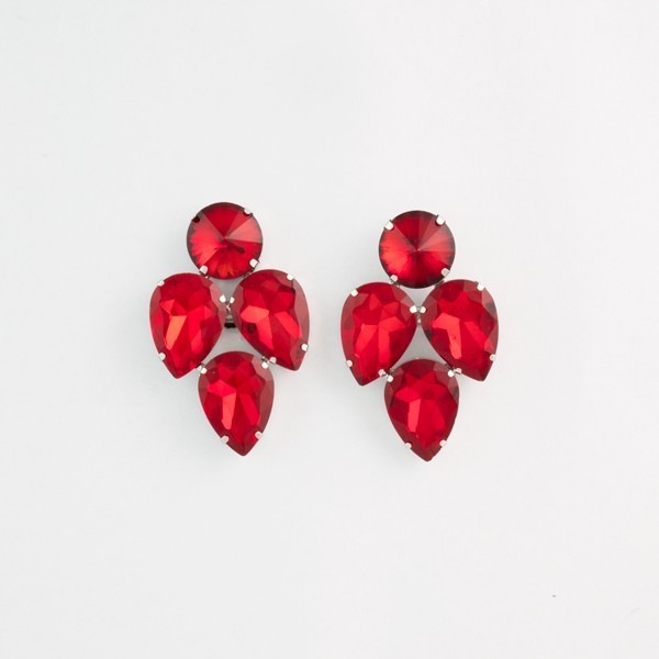 Red Crystal Diamante Showgirl Earring E01
