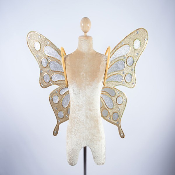 Gold Glitter Butterfly Wings with Silver Glitter Trim