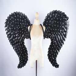Heart Shape Wings with Glitter and Stone Trim