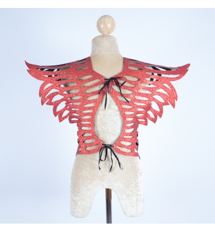 Red Glitter Leaf Vinyl Shoulder Piece