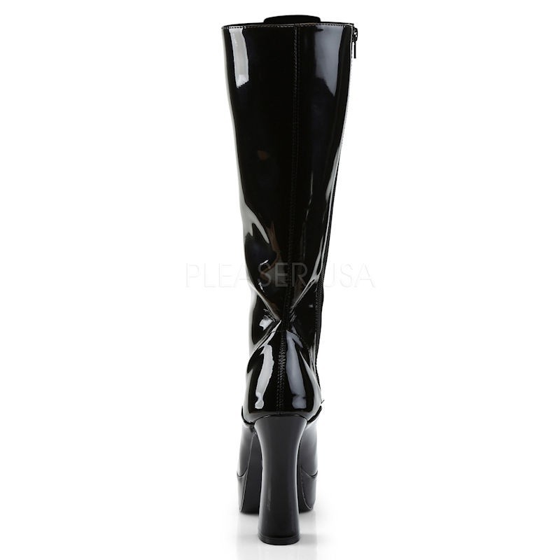 Pleaser Electra 2020 Knee High Platform Boot Black Patent