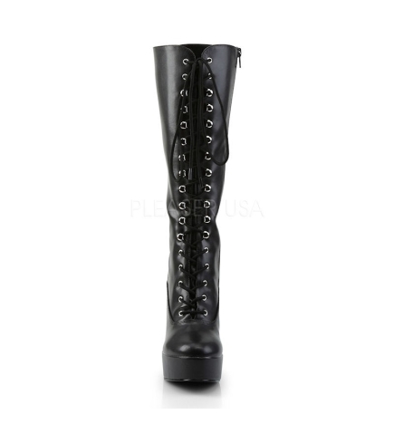 Electra 2020 Knee High Platform Boot Black PU Pleaser