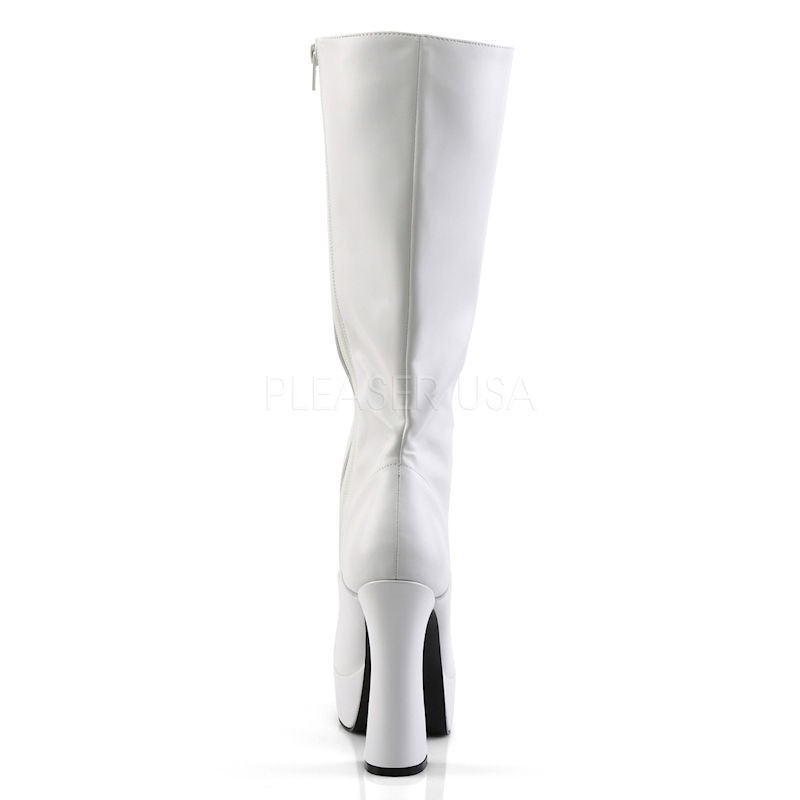 Pleaser Electra 2020 Knee High Platform Boot White Patent