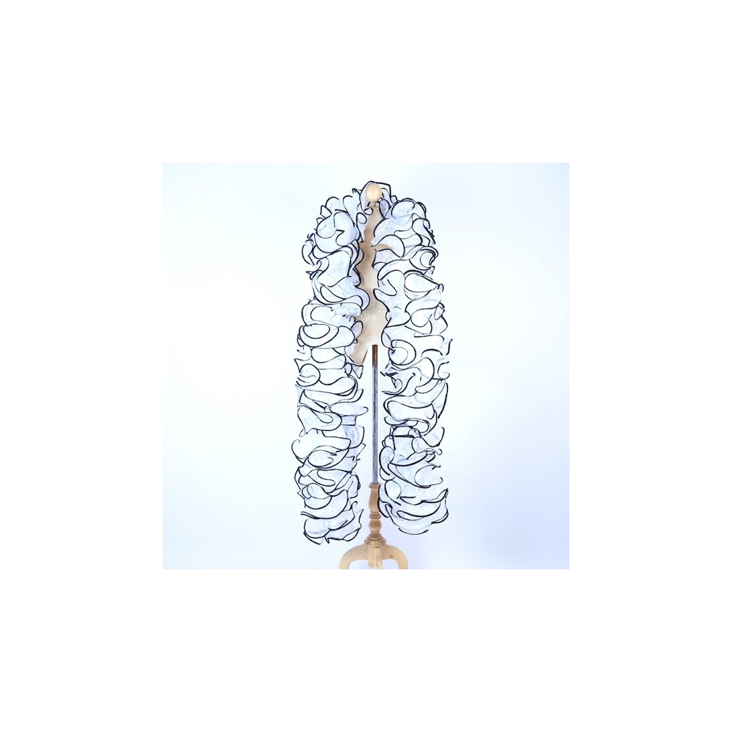 White Crystal Organza Boa 250cm with Black Bind Trim