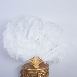 White Bamboo Burlesque Ostrich Feather Fan