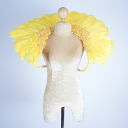 Yellow Duck Feather Collar with Sequin Motifs