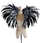 Black and White Deluxe Feather Collar with Sequin Motifs Black and White Deluxe Feather Collar with Sequin Motifs