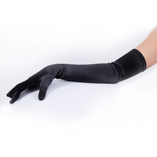 Black Long Satin Gloves