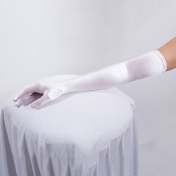 White Long Satin Gloves