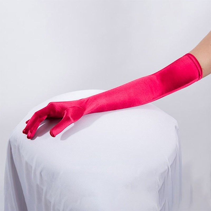 Red Long Satin Glove