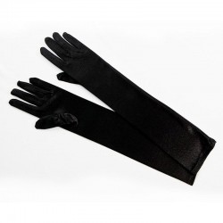 Black Elbow Length Satin Glove