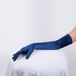 Navy Blue Long Satin Gloves