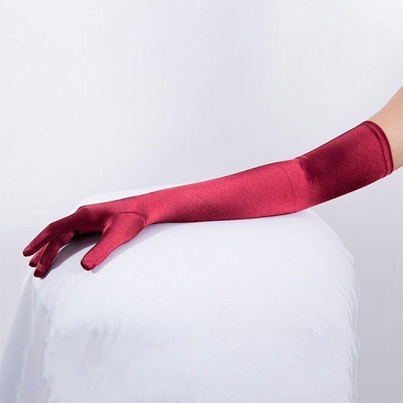 long burgundy gloves